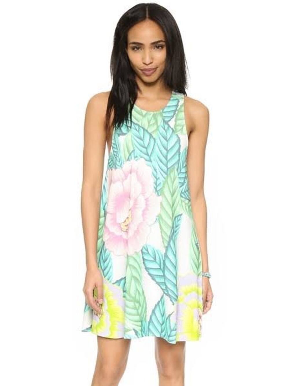 Mara Hoffman Tropical Floral Ponte Sleeveless Swing Shift Mini Dress Size XS